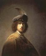 Rembrandt van rijn Self-Portrait with Plumed Beret oil on canvas